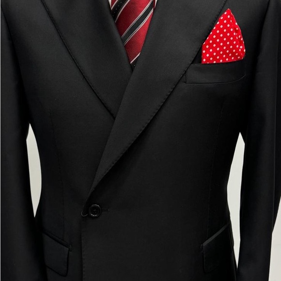 Black 100% super 150 Cerruti 1881 one button double breasted wool suit - Picture 3 of 3